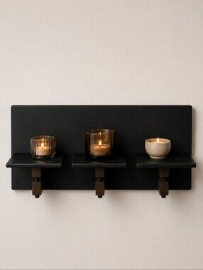 Modern Black Floating Wall Shelf 3 Tier Display Shelf Candle Holder Decor
